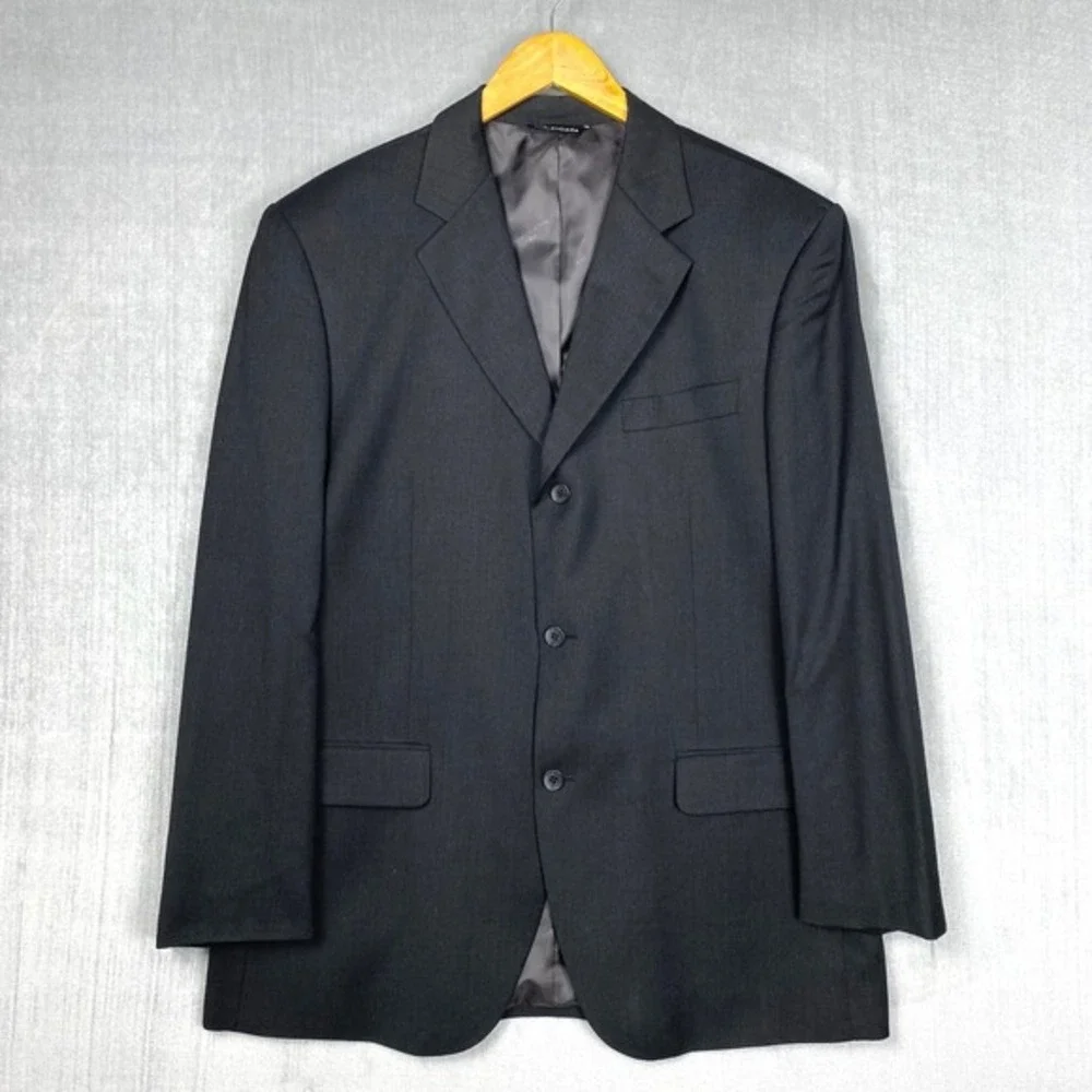 Vtg Balenciaga‎ Blazer Mens 54 US 44R Black 100% Wool Classic Tailored
